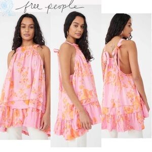 Free People Fleur Gauzy Printed Tunic / Mini Dress in Petal Combo
